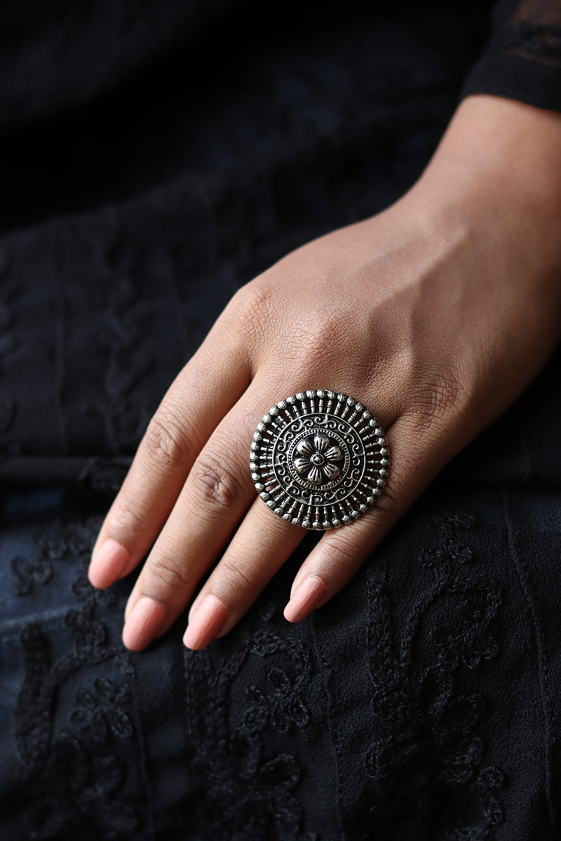 Silver Mandala Rings, Silver Flower Ring, Oxidized Silver Ring, Big Silver  Rings, Adjustable Rings, Statement Silver Rings, Boho Silver Ring - Etsy  Sweden